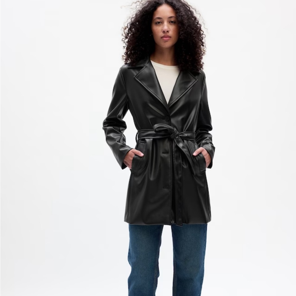 Gap vegan leather trench coat NWT